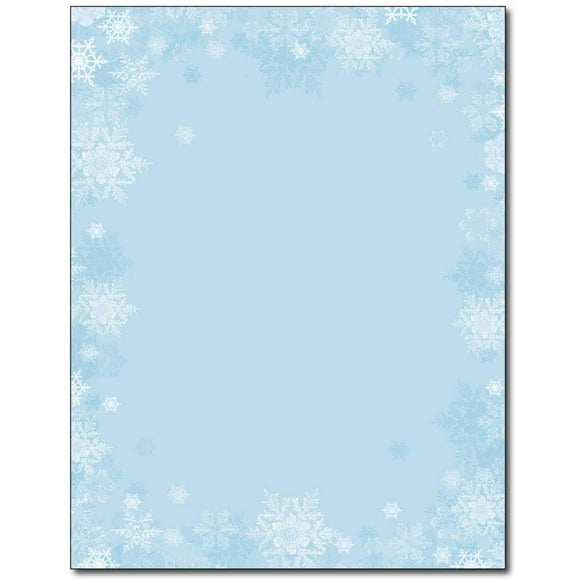 Desktop Publishing Supplies Inc. Blue Snowflake Border Holiday Stationery - 80 Sheets