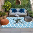 thumbnail image 2 of Morocco Light Blue Outdoor Rug for Patio/Deck/Porch, Non-Slip Large Area Rug 4 x 6 Ft, Cute Dinosaur Bike Vintage Indoor Outdoor Rugs Washable Area Rugs, Reversible Camping Rug Carpet Runner, 2 of 8