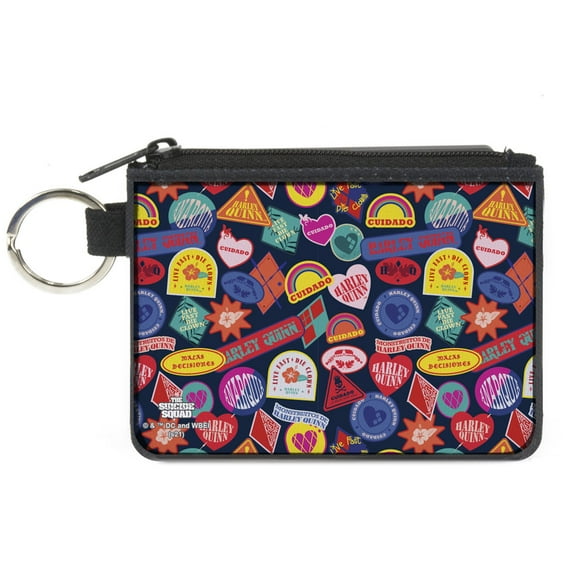 DC Comics Wallet, Coin Purse, The Suicide Squad 2021 Harley Quinn Badges Multi Color, Canvas