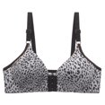thumbnail image 2 of Xuniizn Under $1 Bras for Women Leopard Print Breathable Lace Gatherd Wireless Bars Solid Color Bras Seamless Mesh Straps Support Comfort Bras, Gifts for Women, 2 of 3