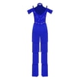 thumbnail image 3 of inlzdz Sparkly Rhinestones Tassels Jumpsuit For Women Dance Leotard Latin Jazz Party Dancing Clothes Royal Blue M, 3 of 4