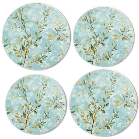 

Bahomeck Electric Stove Burner Covers Set Of 4 Small Green Leaves And Flowers Metal Gas Stove Burner Covers Protecting Gas Stoves 8 Inch And 10 Inch