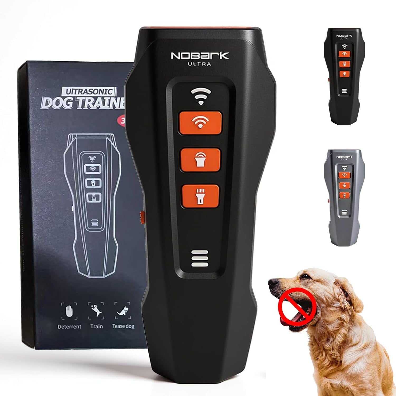 No Bark Ultra Anti Barking Device, 2025 New 3X Ultrasonic Dog Trainer, Safe & Humane Pet Gentle Trainer Ultrasonic, Effective 50FT Range for Small Medium Large Dog Indoor & Outdoor (Black)