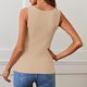 thumbnail image 4 of Camiseta sin mangas de punto acanalado para mujer, cuello redondo, corte ajustado, básica informal, poliéster, tallas S-XXL, 4 of 6