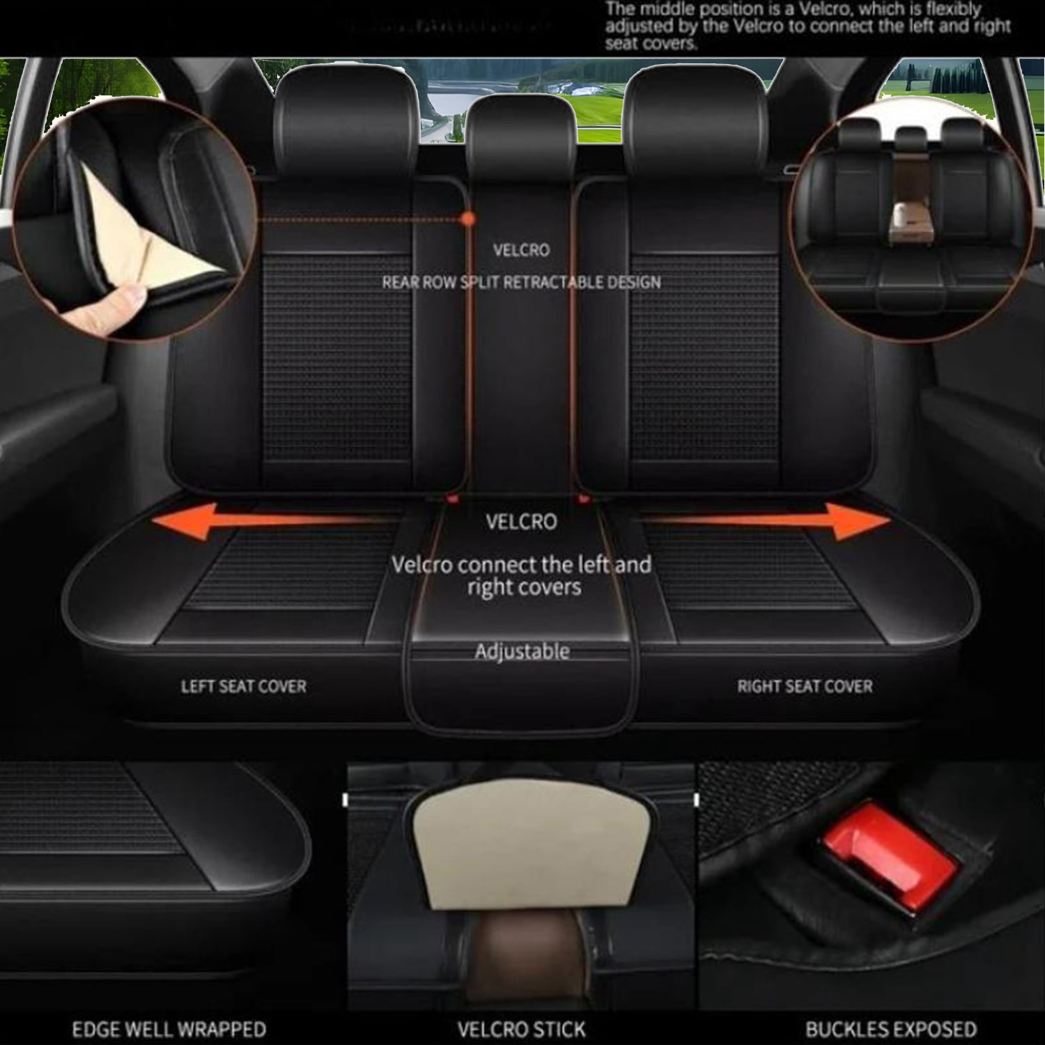 Full Set Seat Covers Fit for Toyota Highlander 2008-2024, Faux Leather Car Seat Covers, Waterproof & Airbag-Compatible Seat Cushion Automotive Seat Protectors(5 Seats, Black)