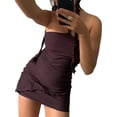 thumbnail image 3 of Mialoley Women Close-fitting Solid Color Dress, Halter Neck Sexy One-piece, 3 of 6