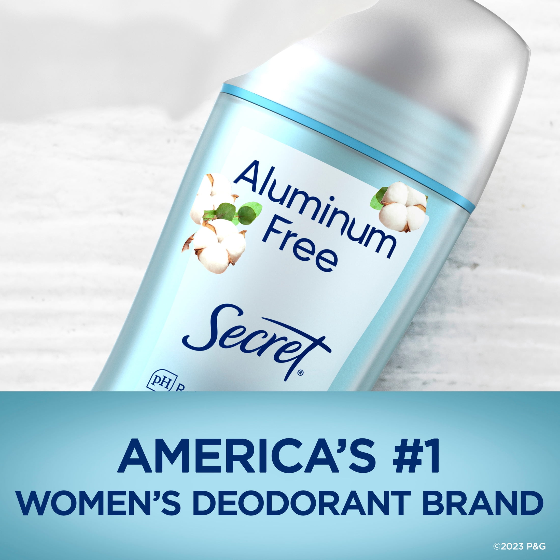 (3 pack) Secret Aluminum Free Women's Deodorant Solid, Cotton, 2.4 oz