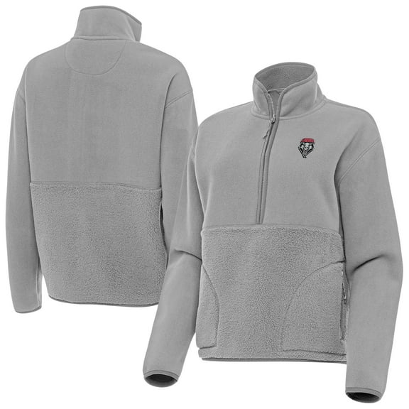 Women's Antigua  Gray New Mexico Lobos Figure Quarter-Zip Pullover Jacket