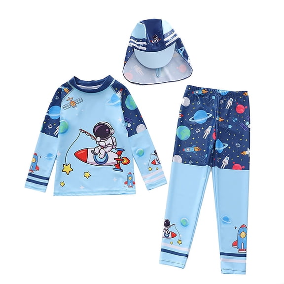 6-7 T Kids Bathing Suits Kids UPF 50 Long Sleeve Rash Guard And Swim Trunks Set For Sun Beach Pool Surfing Activities