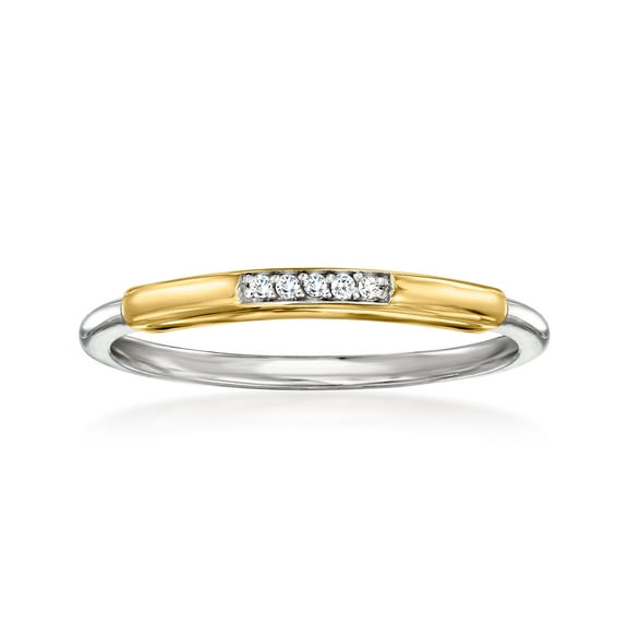 Pure Collection by Ross-Simons Diamond Ring in Sterling Silver and 14kt Yellow Gold, Women's, Adult