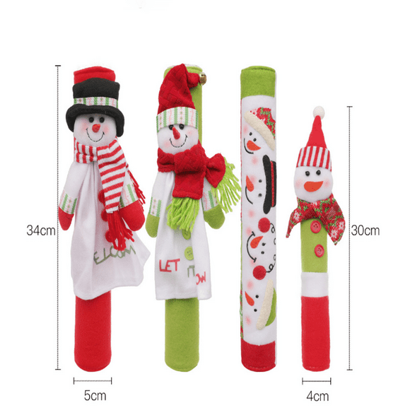 Four-piece Christmas Snowman Refrigerator Microwave Oven Handle Set
