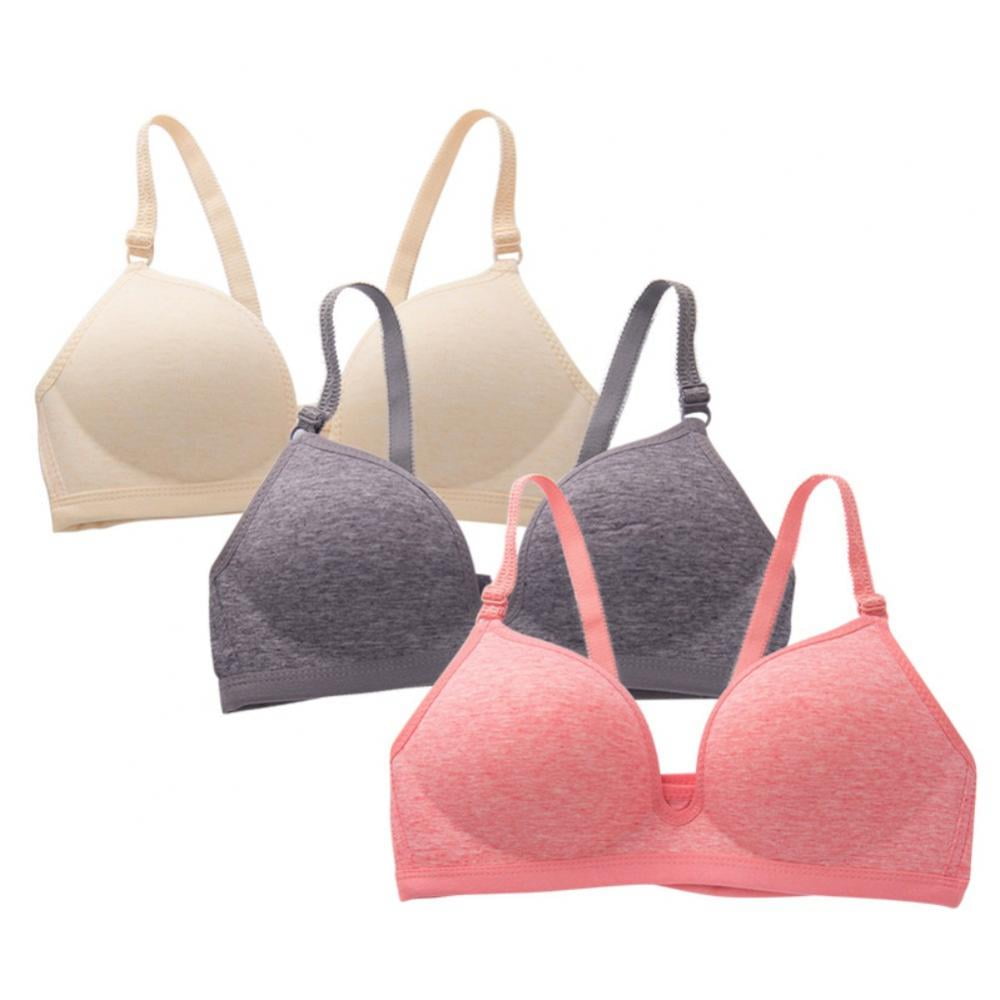 Women's Solid Color Cotton Bra, Ladies' Thin Wirefree Gathering Push Up  Adjustable Underwear Smooth Soft Breathable Bralette Bras(1-Packs) 