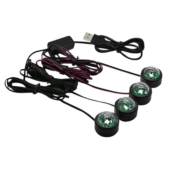 Miangastore LED Ambient Lighting Lamp USB Car Lights Ambient Night Lamp Car Decoration Assorted Color (Voice Control)