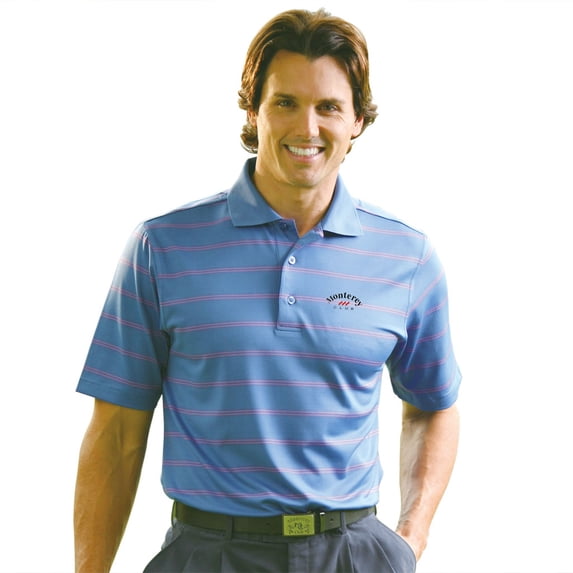 Monterey Club Men's Preston Stripe Texture Golf Polo Shirt #1615