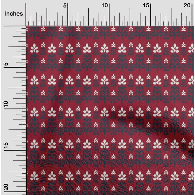 oneOone Cotton Cambric Fabric Floral Ikat Printed Craft Fabric BTY 56 Inch Wide