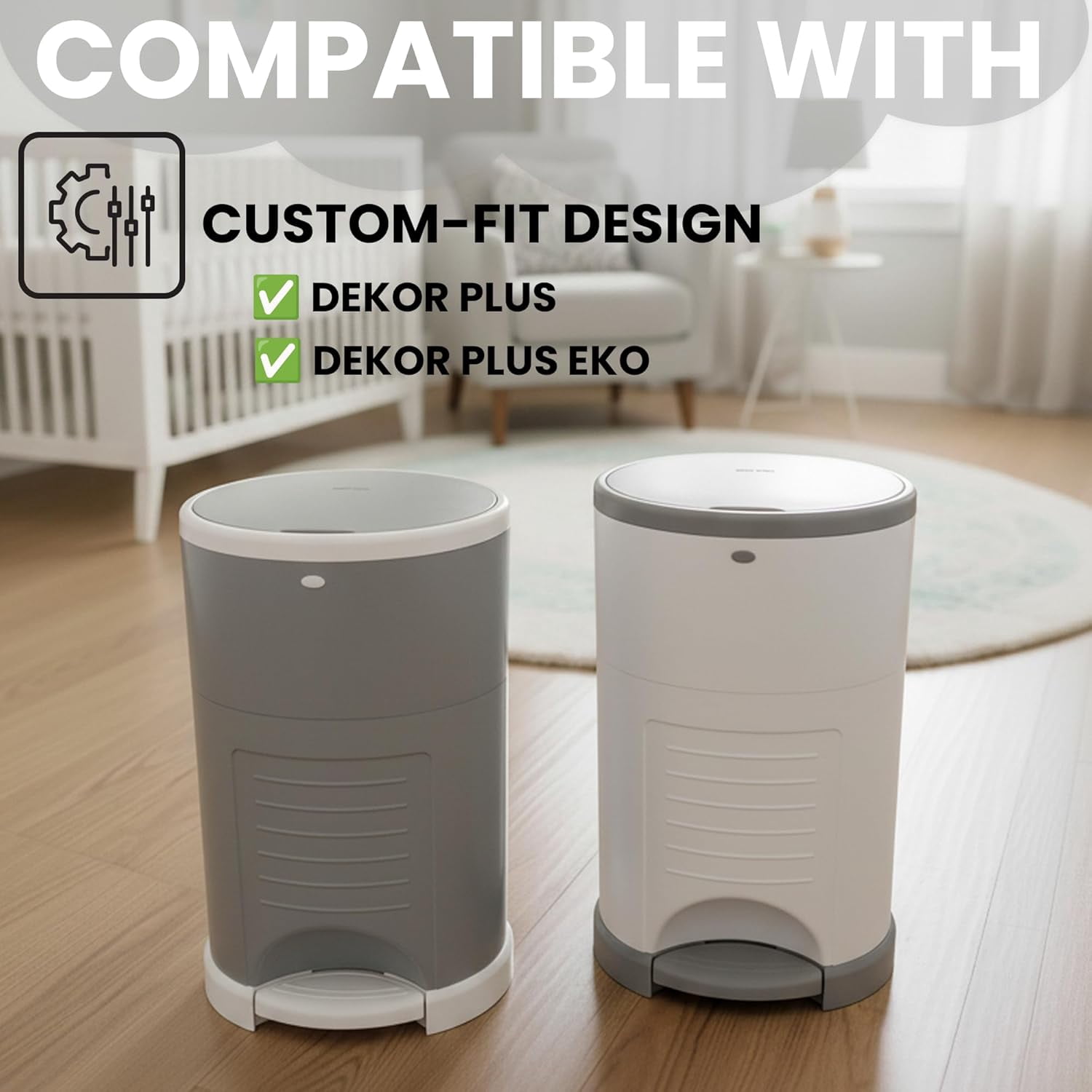 ® Pack of 4 Refills Compatible with Dekor PLUS Diaper Pails (NOT COMPATIBLE WITH DEKOR CLASSIC). A Refill is 394 in Long, 30% Thicker. Odor Control. Each Refill Holds up to 600 Diapers
