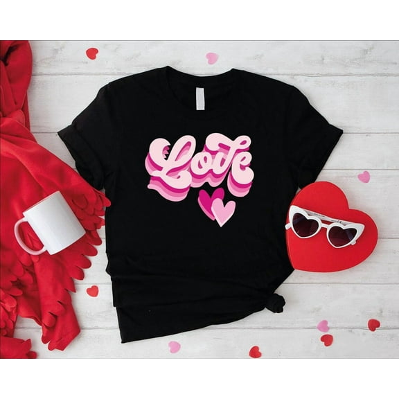 Pink Valentines Day Love T shirt,Retro Love Valentine Shirt,Cute Love Heart Shirt,Mom and Daughter Valentine Shirts,Girls Valentine Tee,XoXo Tshirt All Size S-5XL