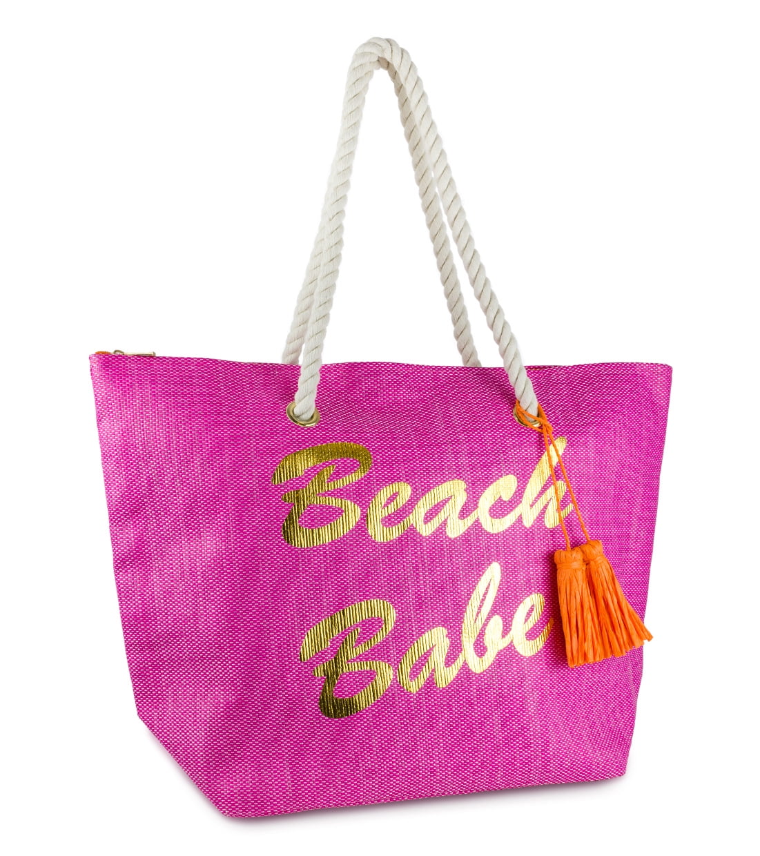 Magid - MAGID WOMEN'S BEACH BABE STRAW TOTE BAG WITH METALLIC WRITING ...