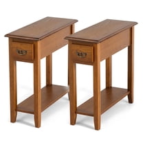 Giantex Narrow End Table, Slim Side Table w/Drawer, ightstand Bedside Table for Small Spaces, (2, Yellow)