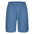 thumbnail image 2 of ZHOGXU Men's Casual Cargo Shorts With Pockets Solid Color Elastic Waist Loose Fashion Knee Length Shorts For Outdoor Activities,Blue,Xxl, 2 of 6
