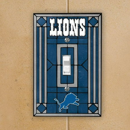 Detroit Lions NFL Light Blue Art-Glass Switch Plate Cover