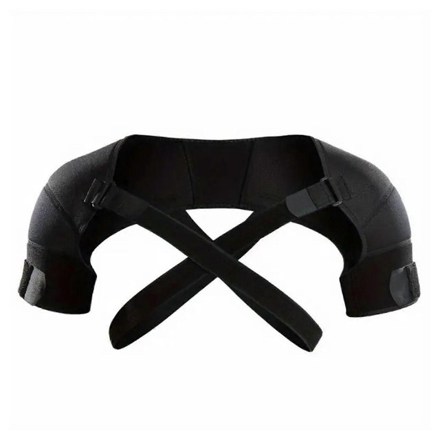 Adjustable Shoulder Brace Double Bandage Crossing Compression Support Strap for Pains Relief and Postures Correction XXXL