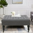 thumbnail image 3 of Spirit up Art 34" Wide Fabric Tufted Square Cocktail Ottoman in Dark Gray, 3 of 7