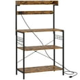 thumbnail image 1 of CoSoTower Kitchen Baker's Rack with Power Outlet, Coffee Bar Station with Adjustable Shelves and Hooks, Rustic Brown, 1 of 7