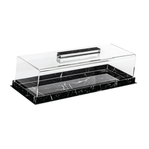 simhoa Bakery Display Case Acrylic Rectangular with Clear Lid Dessert Display Plate for Black