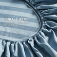 thumbnail image 5 of Sleep Zone Striped Cooling Sheets Set King Size - Fitted Flat Sheet & Pillowcase Sets 4 Piece - Super Soft Stripe Bed Sheet, Easy Care, Deep Pocket (Flint Blue, King), 5 of 7
