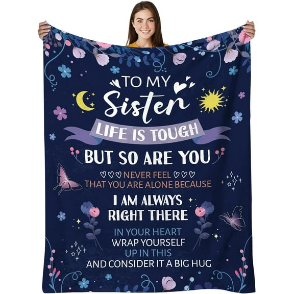 Sister Gift for Sister, Sister Birthday Gifts from Sister Brother, Sister Blanket, Friend Birthday Gift for Women, Bestie Gifts for Women, Christmas, Thanksgiving Gifts for Her, 60x80