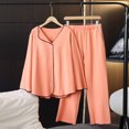 thumbnail image 2 of MIUOWANP Womens Big and Tall Pajama Sets Women's Casual Fleece Warm Tops With Pad Trousers Soft Homewear Sleepwear Suits Orange L, 2 of 5