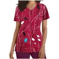 thumbnail image 2 of Rciityk Scrub Tops Women V Neck Nurse Uniform Shirts with Pockets Casual Floral Printed Short Sleeve Working Medicals Blouse, 2 of 5