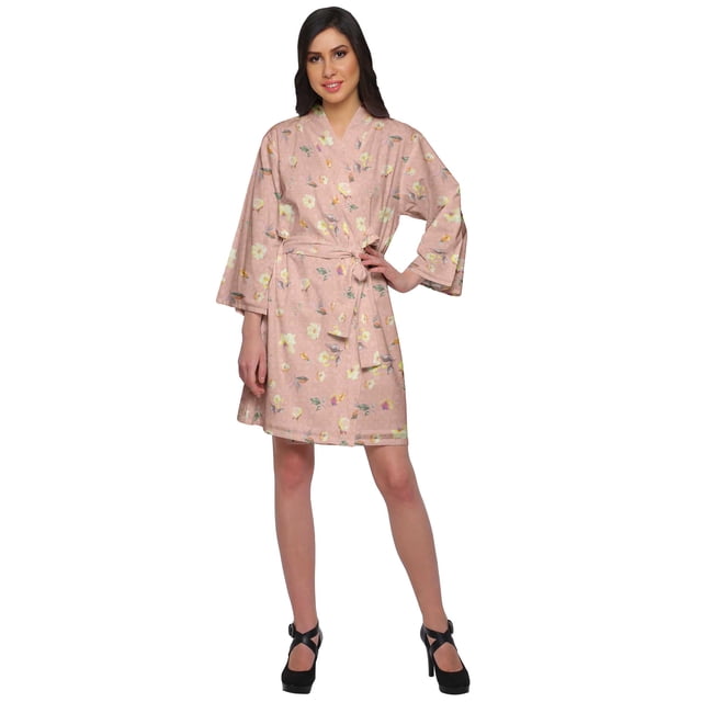Moomaya Printed Kimono Robe For Girls Crossover Bathrobe Kimono Women Bathrobe
