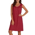 thumbnail image 5 of Gamivast Nightgowns for Women Sleeveless Scoop Neck Loose Fit Shift Mini Dress Solid Color Lace Trim Flowy Comfy Casual Everyday Wear Summer Dresses Spring Dresses, 5 of 8