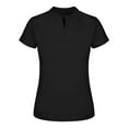 thumbnail image 3 of DuoJiaJ V Neck Loose Fit Short Sleeve Shirt For Women Spring Summer Tail Hem Blouse Top Women’s High-Neck Workout Tops Black, 3 of 3