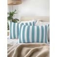 thumbnail image 3 of Outdoor Throw Pillow Set of 2, Aqua Striped Waterproof Pillow with Insert Included, Modern Farmhouse Blue White Stripes Decorative Accent Cushion Lumbar Pillows for Patio Porch, 12 x 20 In, 3 of 8