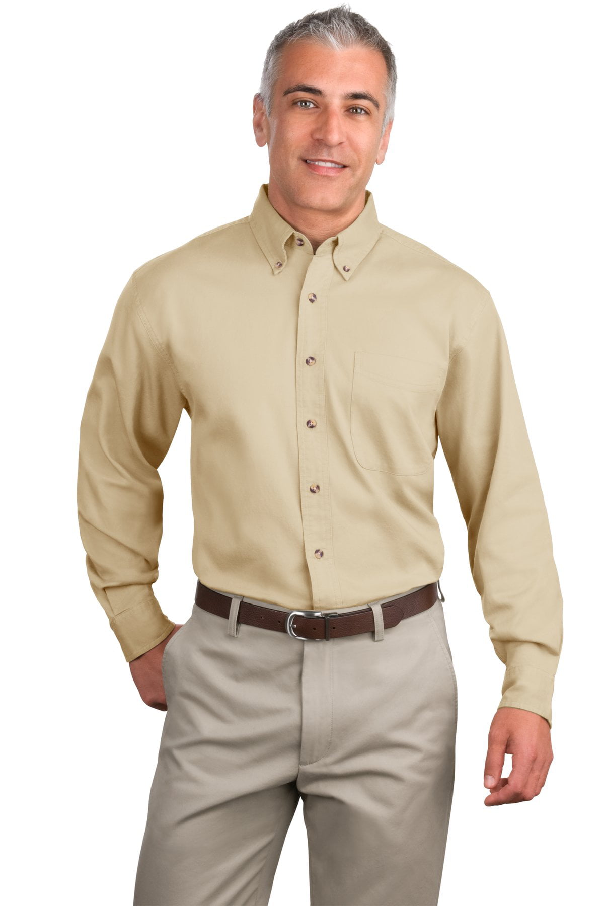 Port Authority Tall Long Sleeve Twill Shirt-4XLT (Khaki)