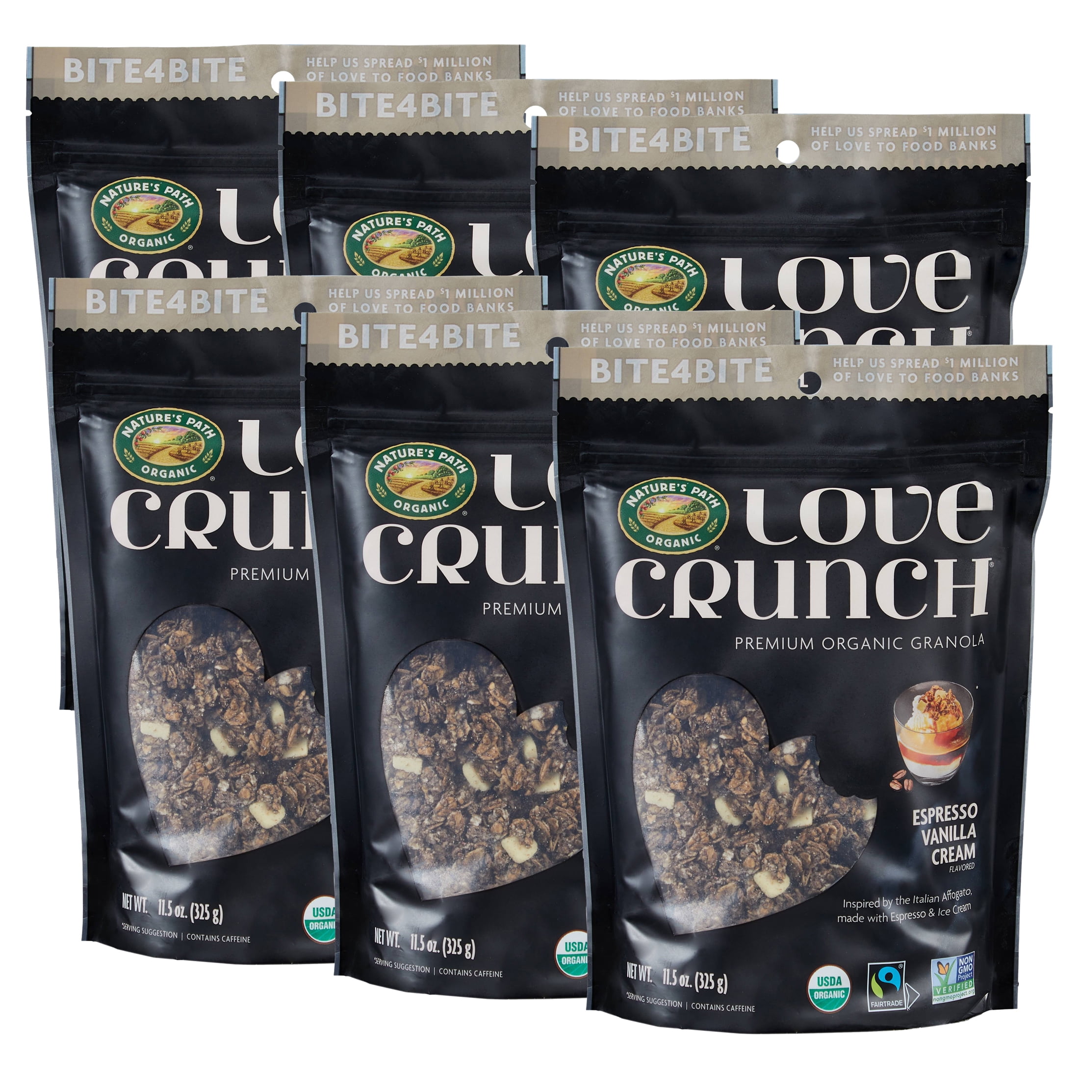 (6 pack) Love Crunch Organic Granola, Espresso Vanilla Cream, 11.5 oz