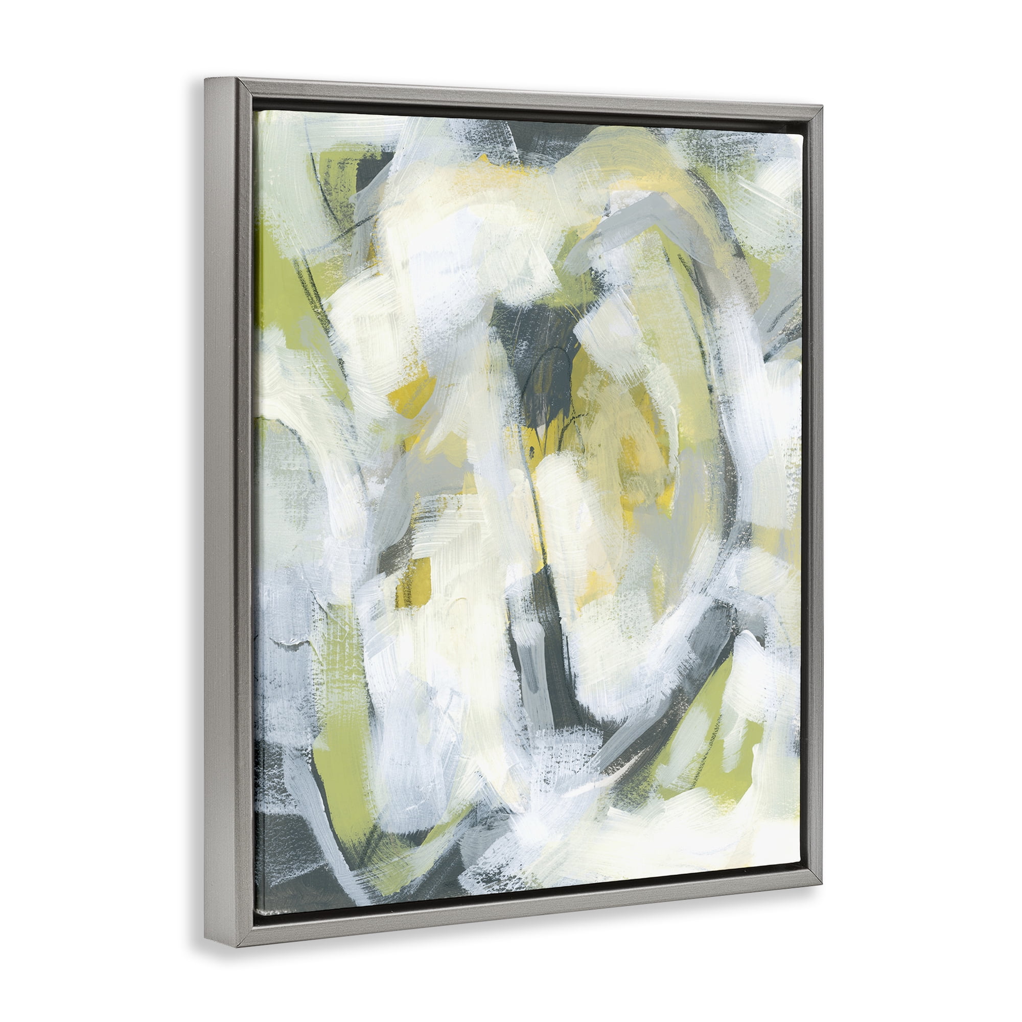Stupell Industries Complex Abstract Distortion Abstract Painting Gray Floater Framed Canvas Art Print Wall Art, 17 x 21