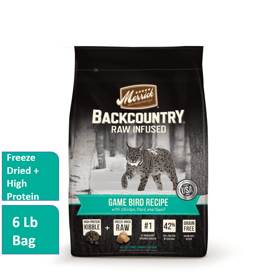 Merrick Backcountry GrainFree Raw Infused Game Bird Dry Cat Food, 6 lb