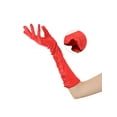 thumbnail image 3 of INSPIRE CHIC Women's Satin Shiny Opera Length Gloves Pleated Full Finger Long Evening Glove One Size Red, 3 of 6
