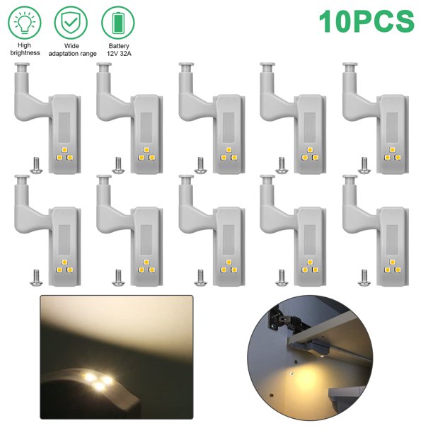 10pcs Hinge LED Sensor Light, EEEkit Universal Cupboard Closet