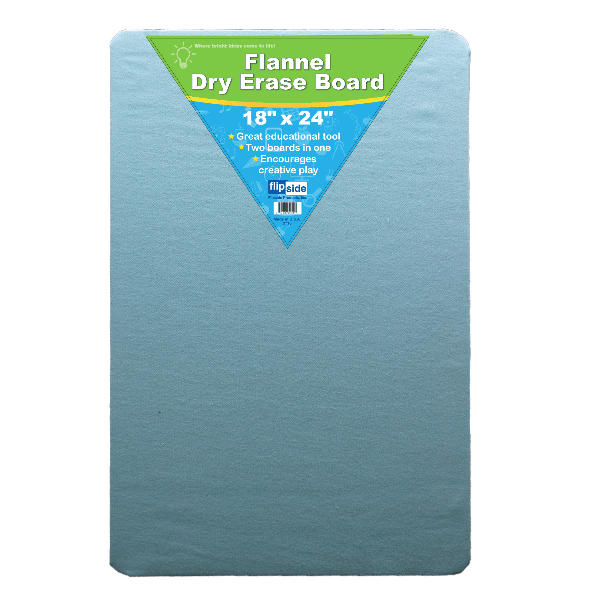 Flipside Products Two-Sided Flannel/Dry Erase Board, 18" x 24"