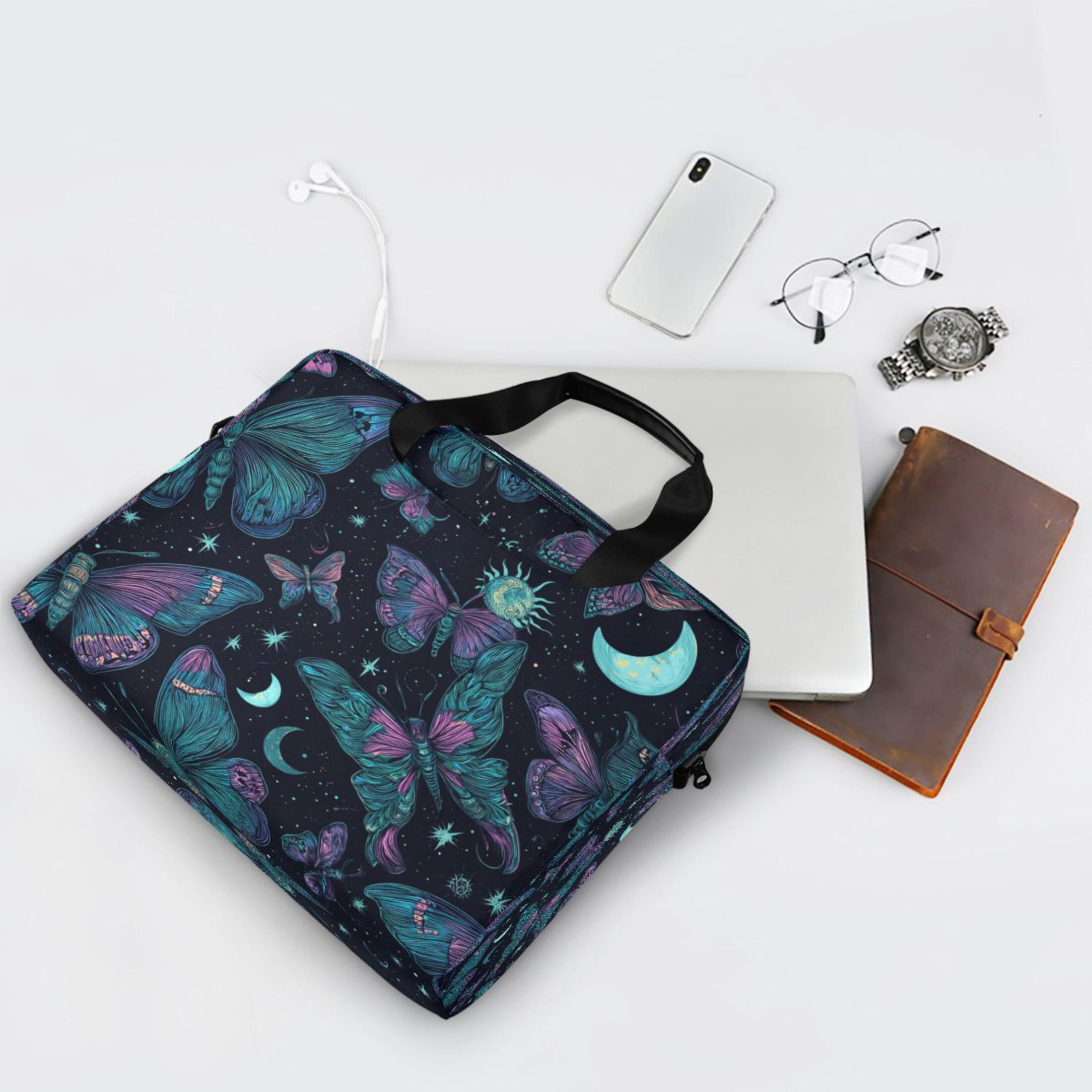 Laptop Bag Laptop Briefcase 15.7 x 3 x 11.8 Inches Laptop Bag Briefcases Laptop Storage Travel Laptop Bag Work Laptop Bag Green Butterfly