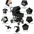 thumbnail image 2 of Costway Foldable Baby Stroller 2 in 1 Newborn Infant Travel Buggy Pushchair 22 lbs Black, 2 of 10