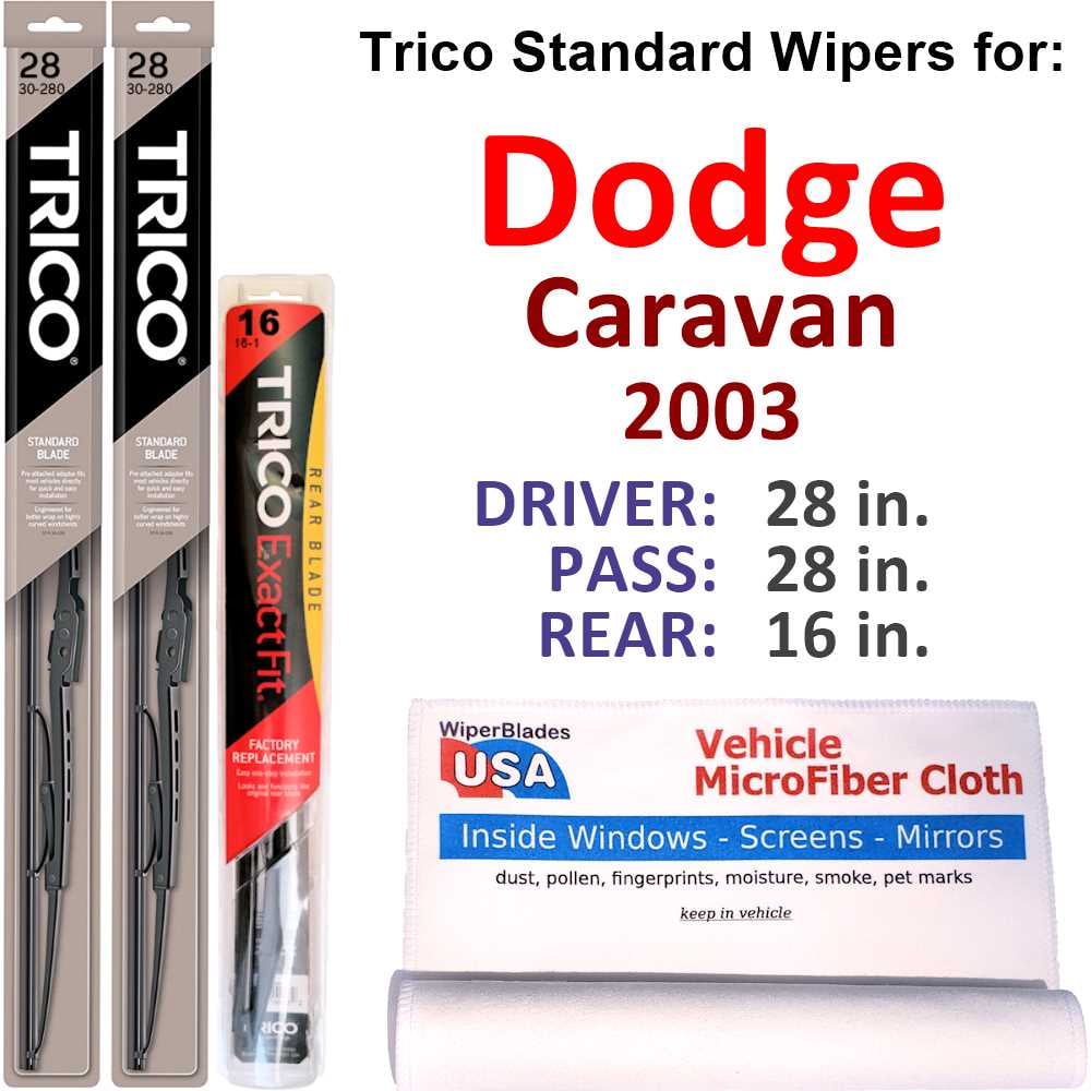 2003 Dodge Caravan Wiper Blades (Set of 3) w/Rear Wiper