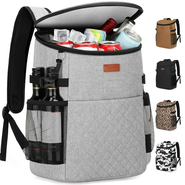 Mochila Nevera Tuwubi para 45 Latas, Aislada, Antiderrames, Gris