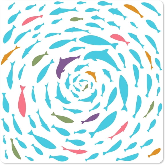 Large Fish Painting Stencil 11.8 Inch Fish Pattern Drawing Art Template Reusable PET Shoal of Fish Craft Ornament Paint Stencil for Painting Wood Wall Fabric Furniture Decor