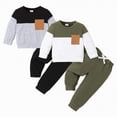 thumbnail image 7 of Kaprioy Toddler Baby Boy Fall Winter Clothes Color Block Long Sleeve Sweatshirt Pullover Tops + Joggers Pants 2pcs Outfit Set, 7 of 7